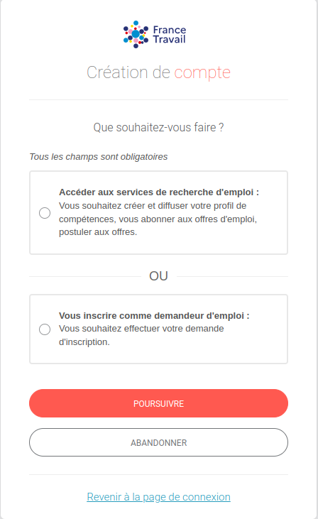 Première visite – Nouvel utilisateur? « je crée mon compte